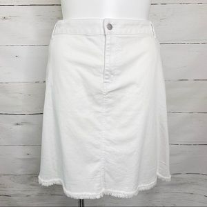 NWT Westport White Denim Jean Skirt Frayed Hem